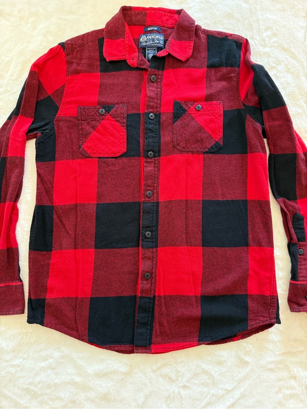 American Rag Red and Black Buffalo Plaid Button-Up Shirt